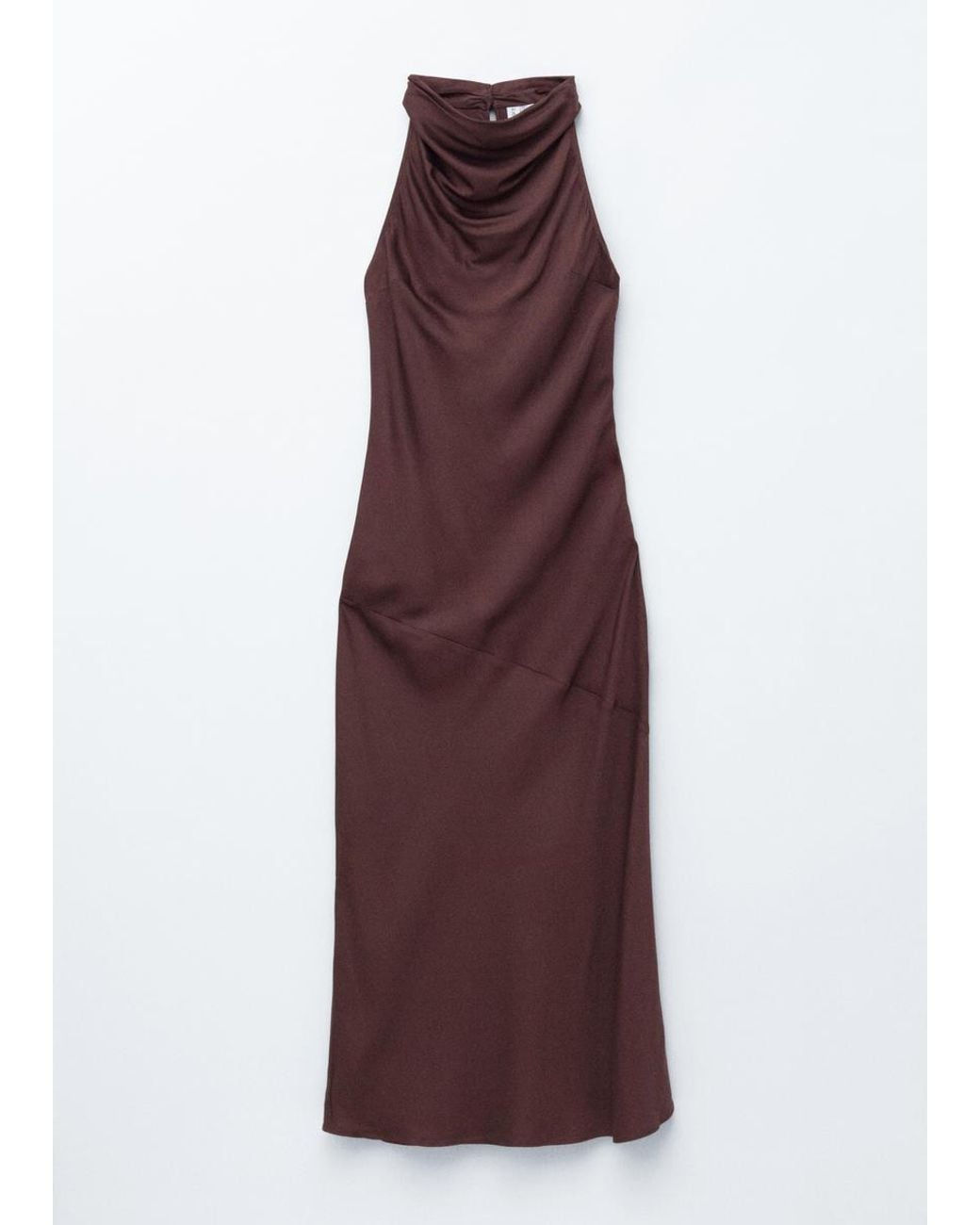 & Other Stories Red Cowl-Neck Satin Midi Dress