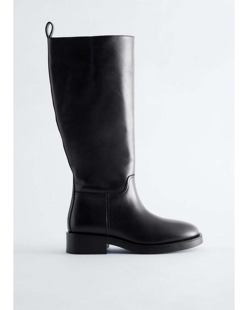 & Other Stories Black Leather Riding Boots