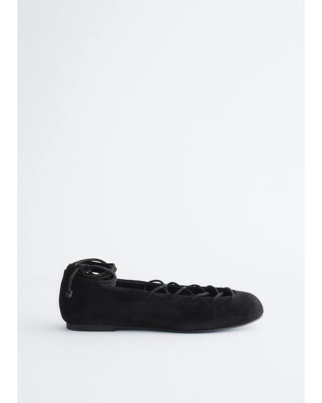 & Other Stories White Lace-Up Leather Ballerinas