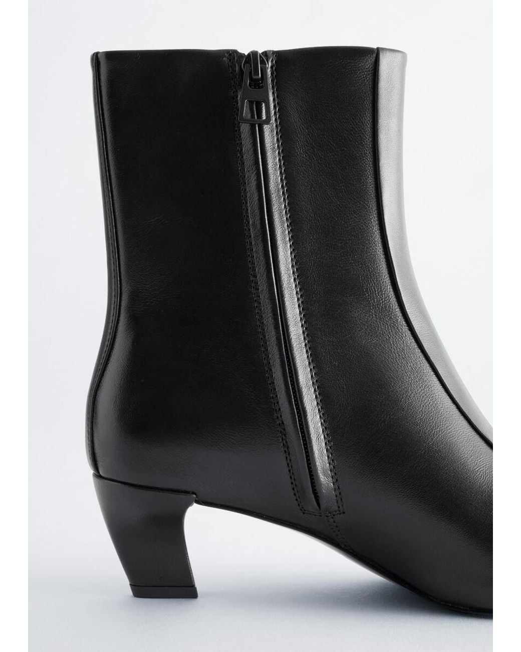 & Other Stories Black Kitten Heel Leather Ankle Boots