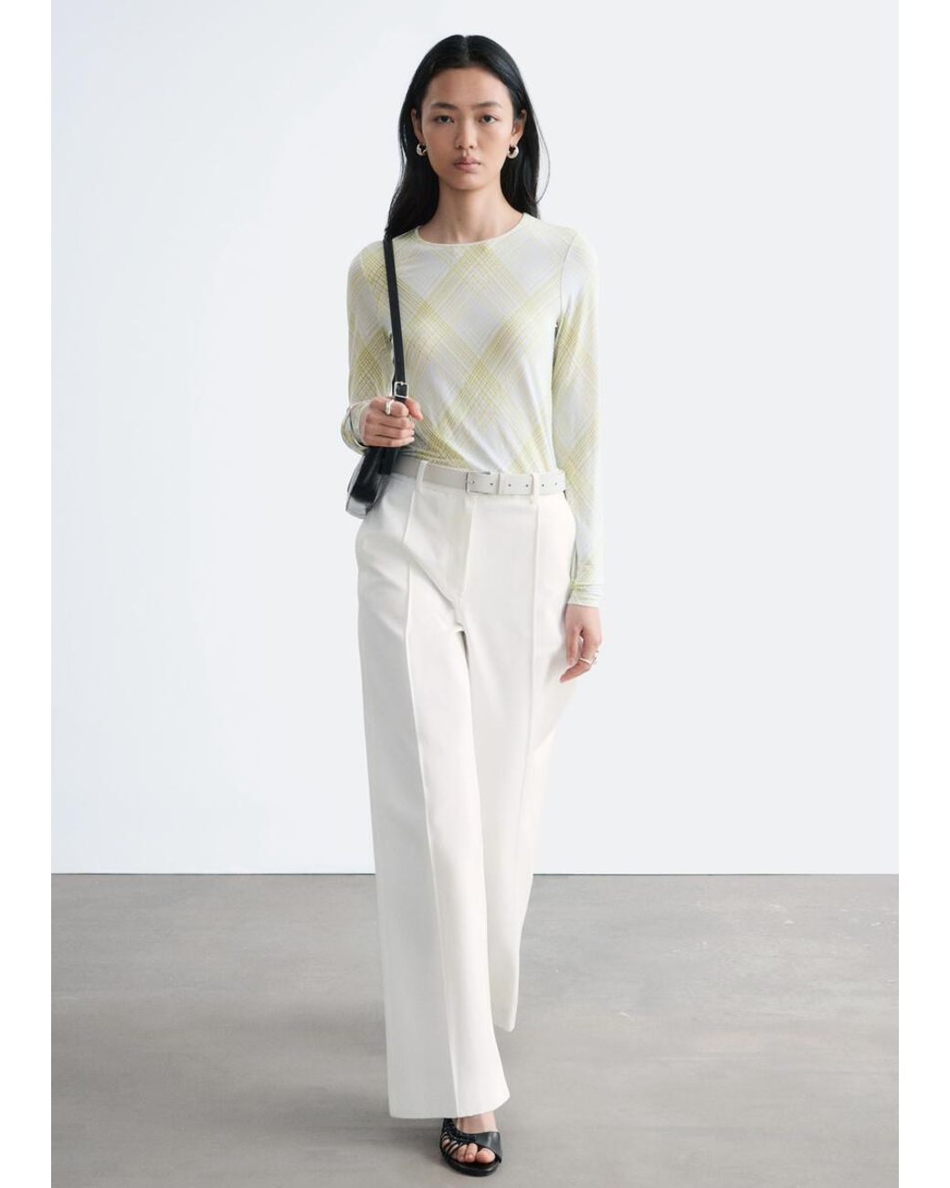 & Other Stories White Long-Sleeve Jersey Top
