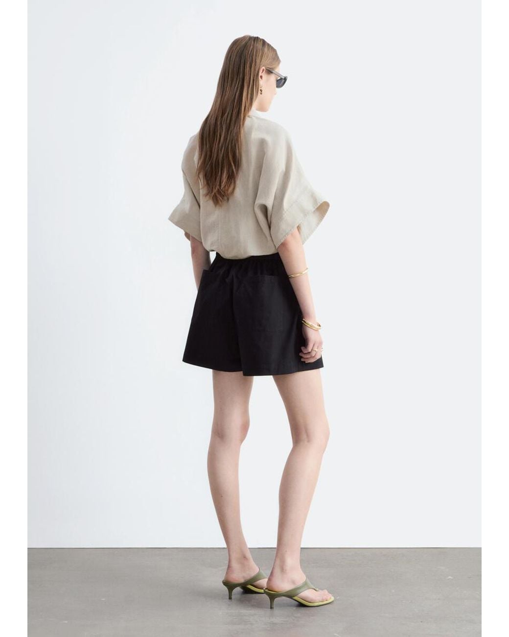 & Other Stories White High-Waist Cotton Shorts