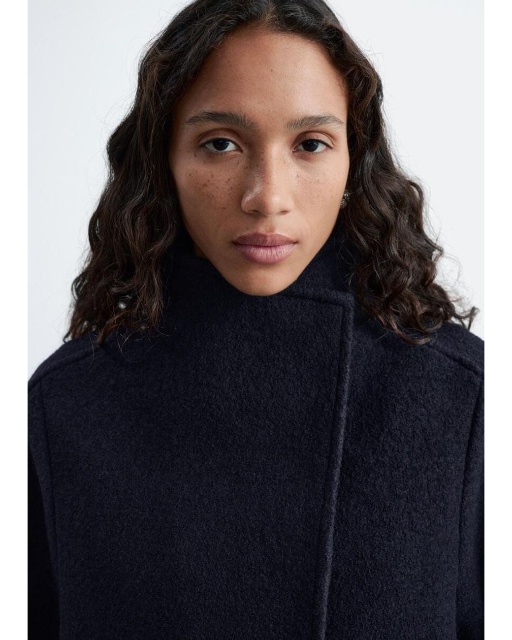 & Other Stories Blue Asymmetric Wool Jacket