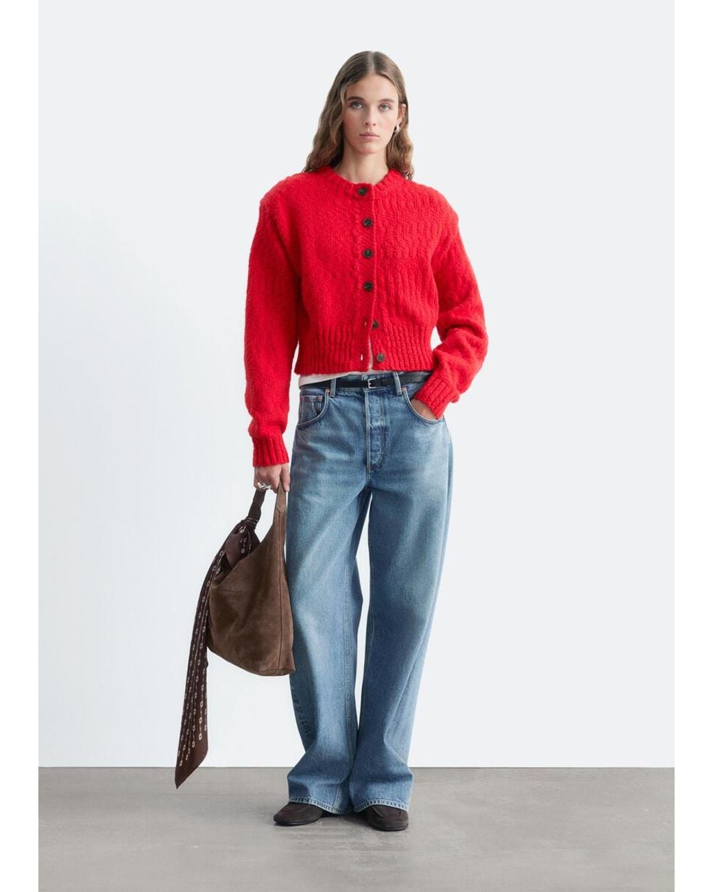 & Other Stories Red Wool-Cotton Cardigan