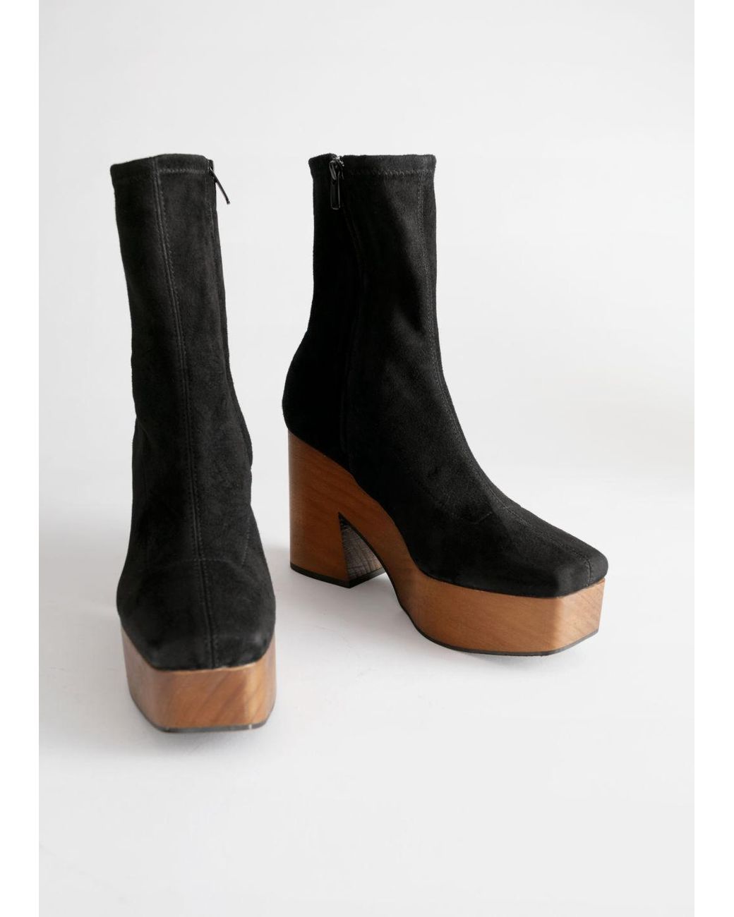 black suede platform boots