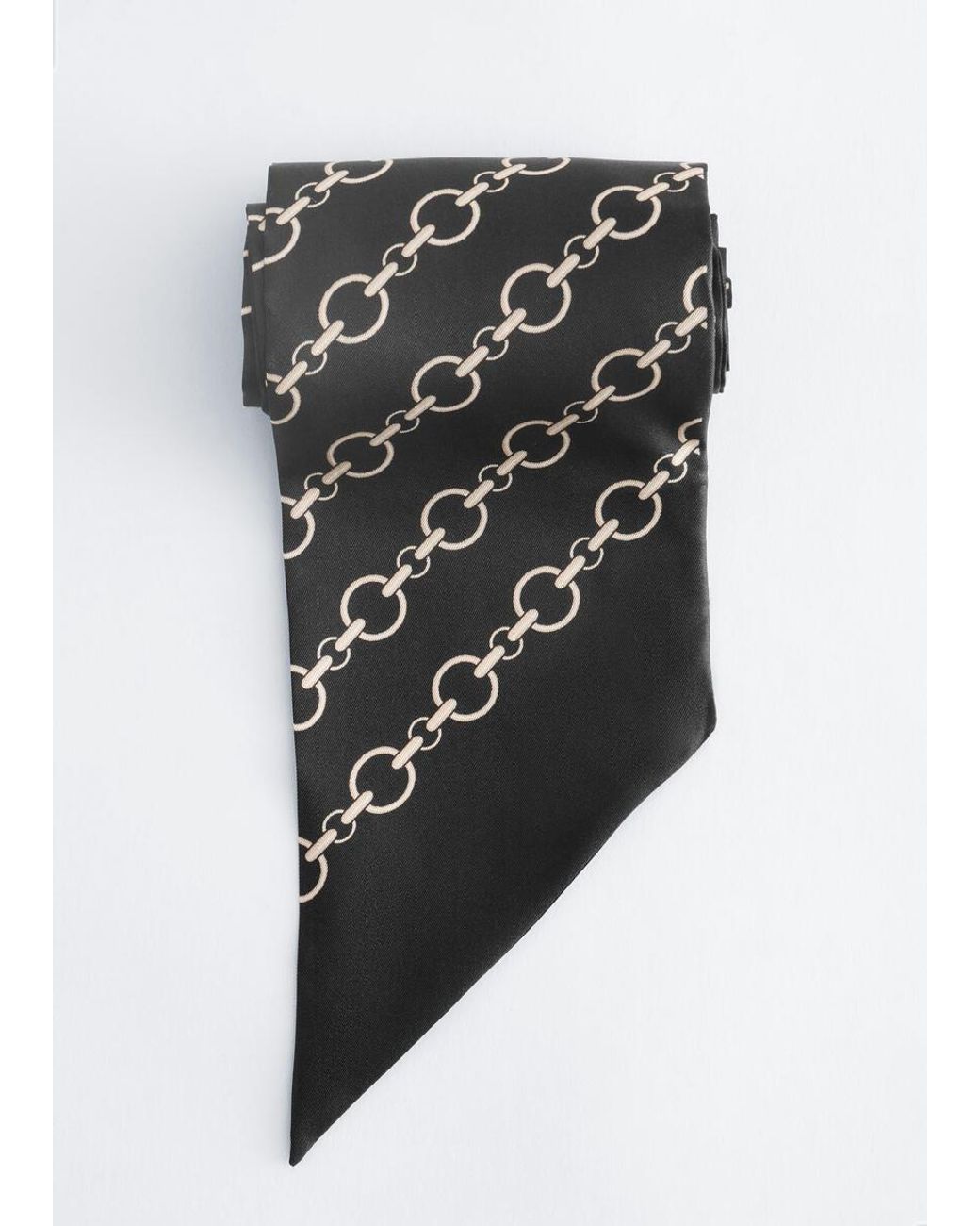 & Other Stories Black Slim Silk Print Scarf