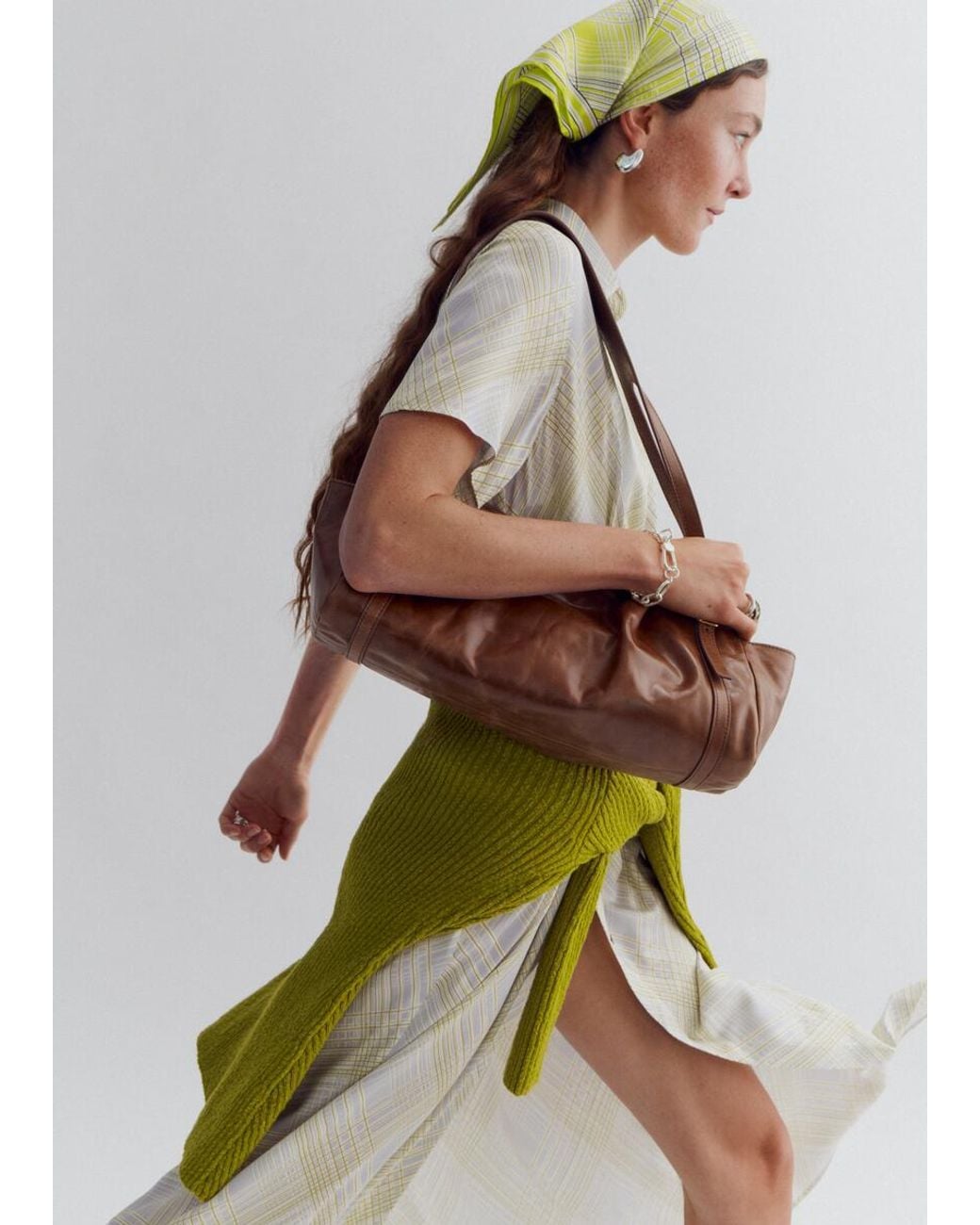 & Other Stories Brown Low-Profile Leather Shoulder Bag