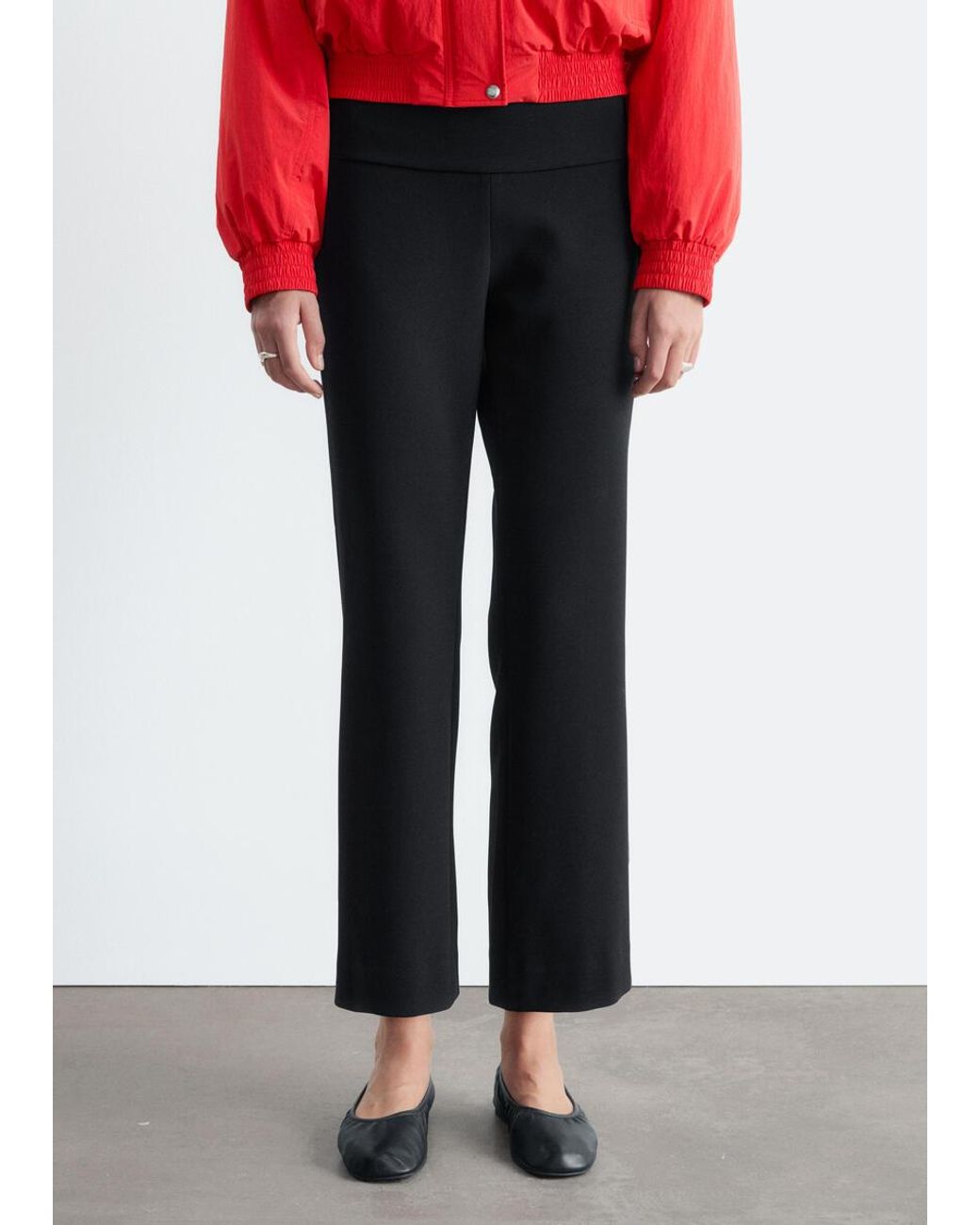 & Other Stories Red Cropped Kick Flare Trousers