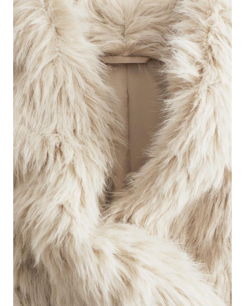 & Other Stories Natural Faux Fur Midi Coat