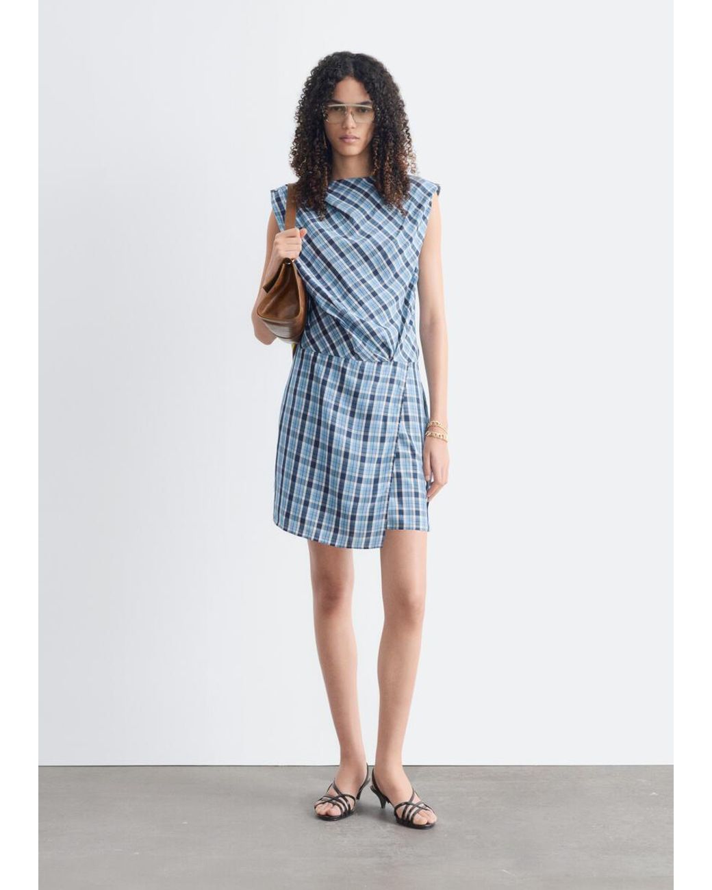 & Other Stories White Pleated Jacquard Mini Dress