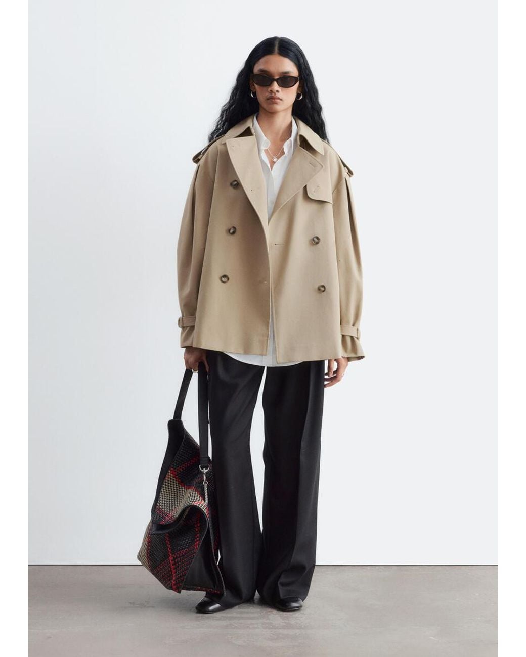 & Other Stories White Short Trench Coat