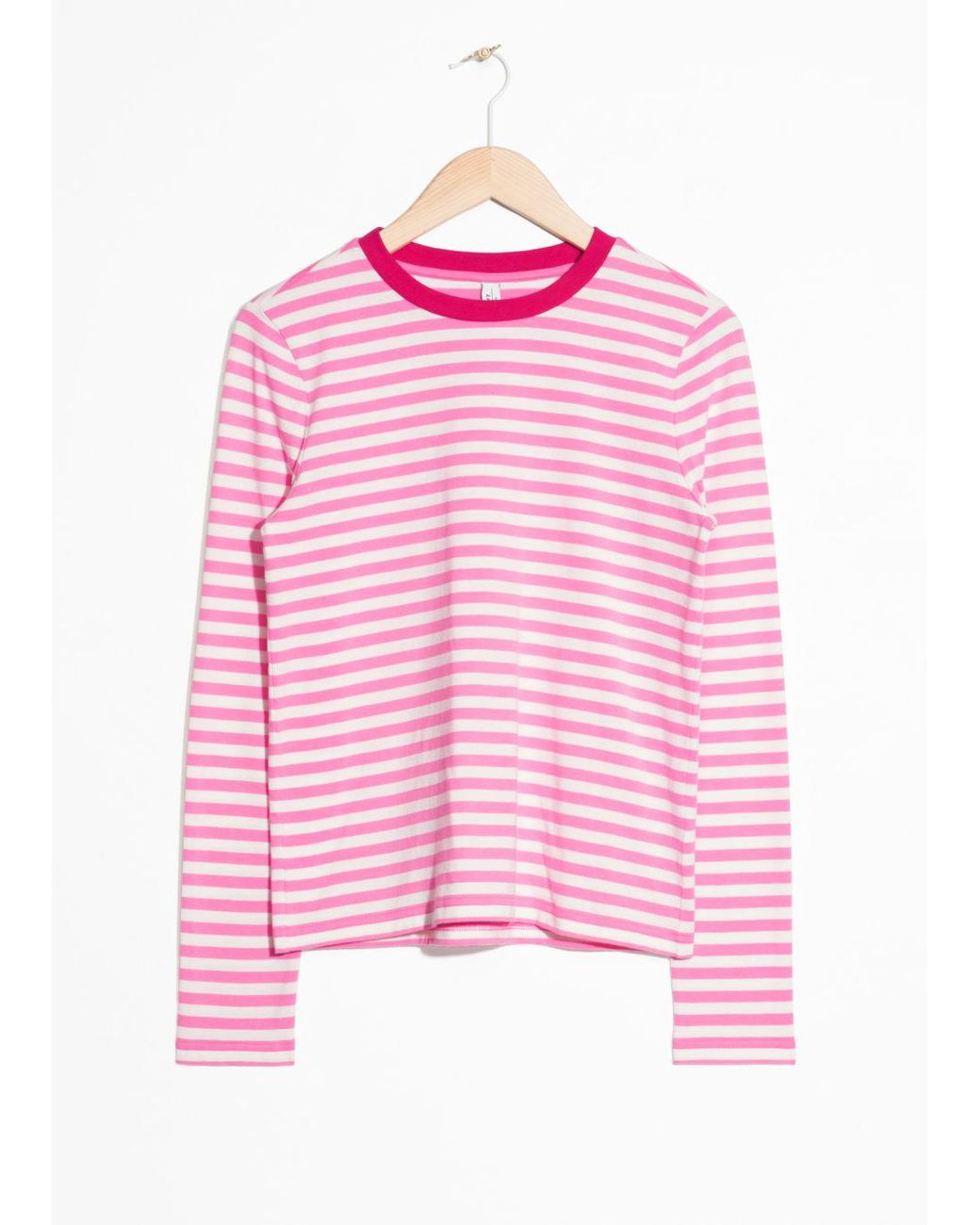 & Other Stories Striped Long Sleeve T-shirt in Pink | Lyst