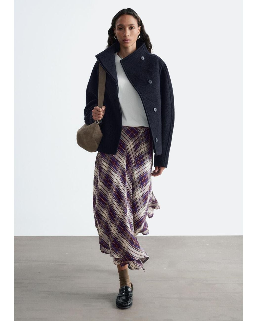 & Other Stories Blue Asymmetric Wool Jacket