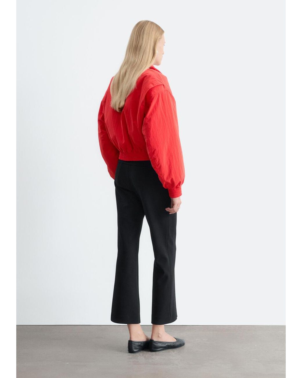 & Other Stories Red Cropped Kick Flare Trousers