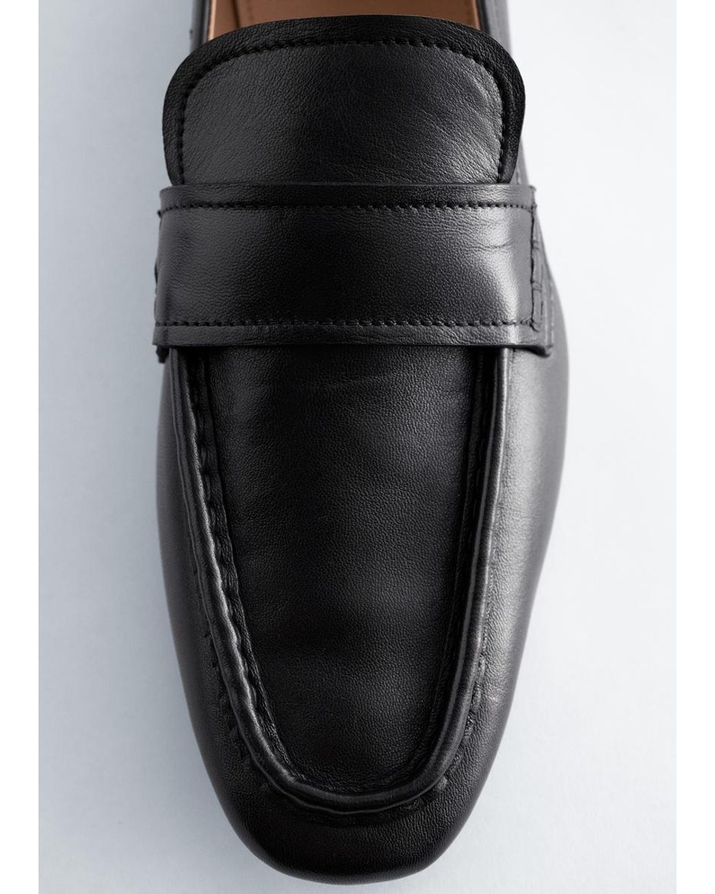 & Other Stories Blue Square-Toe Leather Loafers