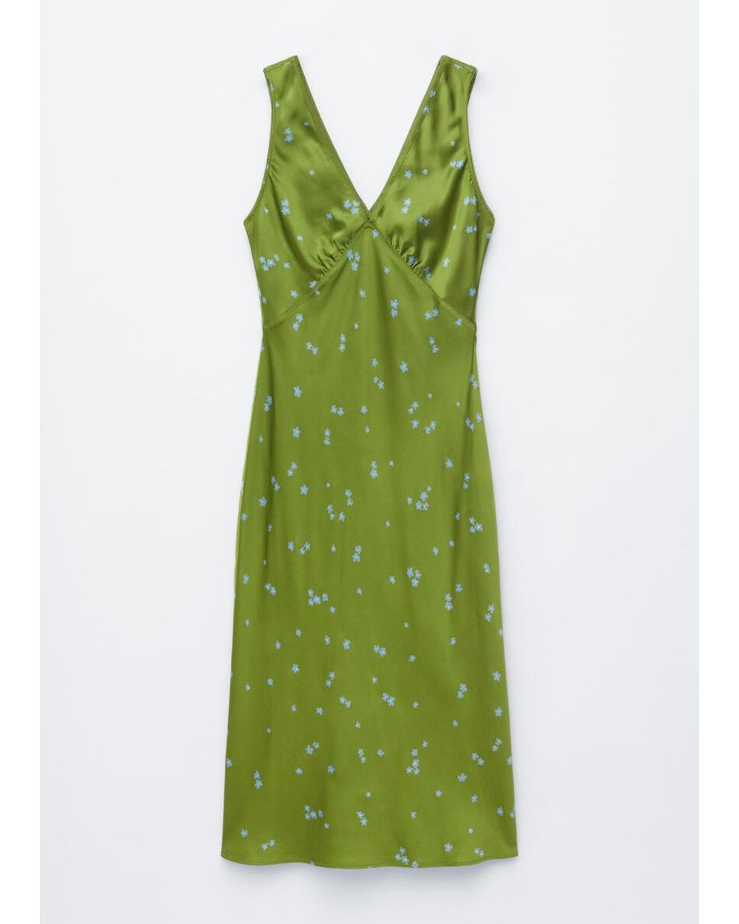 & Other Stories Green V-Neck Slip Midi Dress