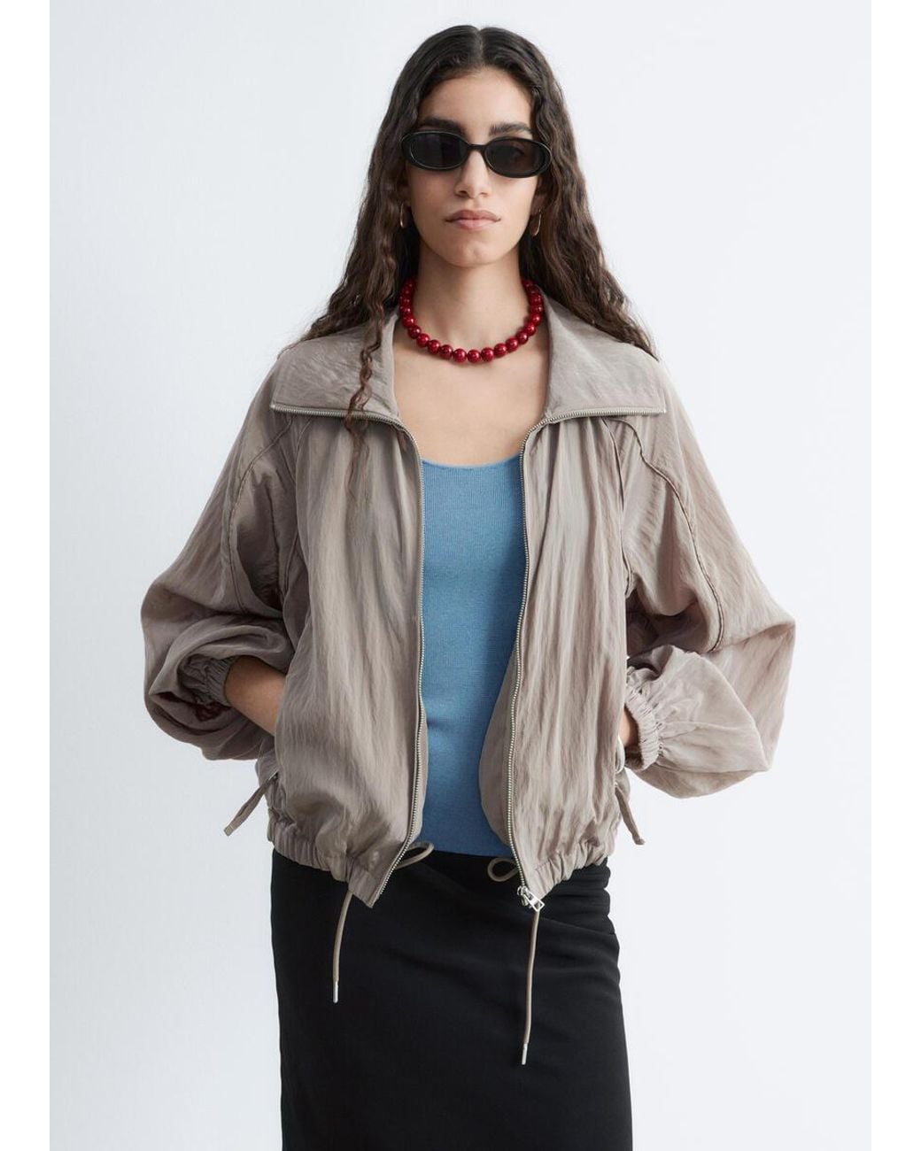 & Other Stories Gray Sporty Drawstring Jacket