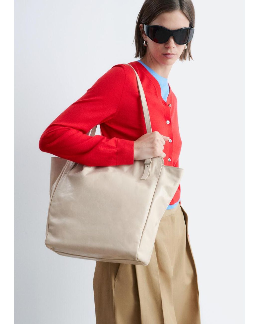 & Other Stories Natural Buckle-Strap Leather Tote