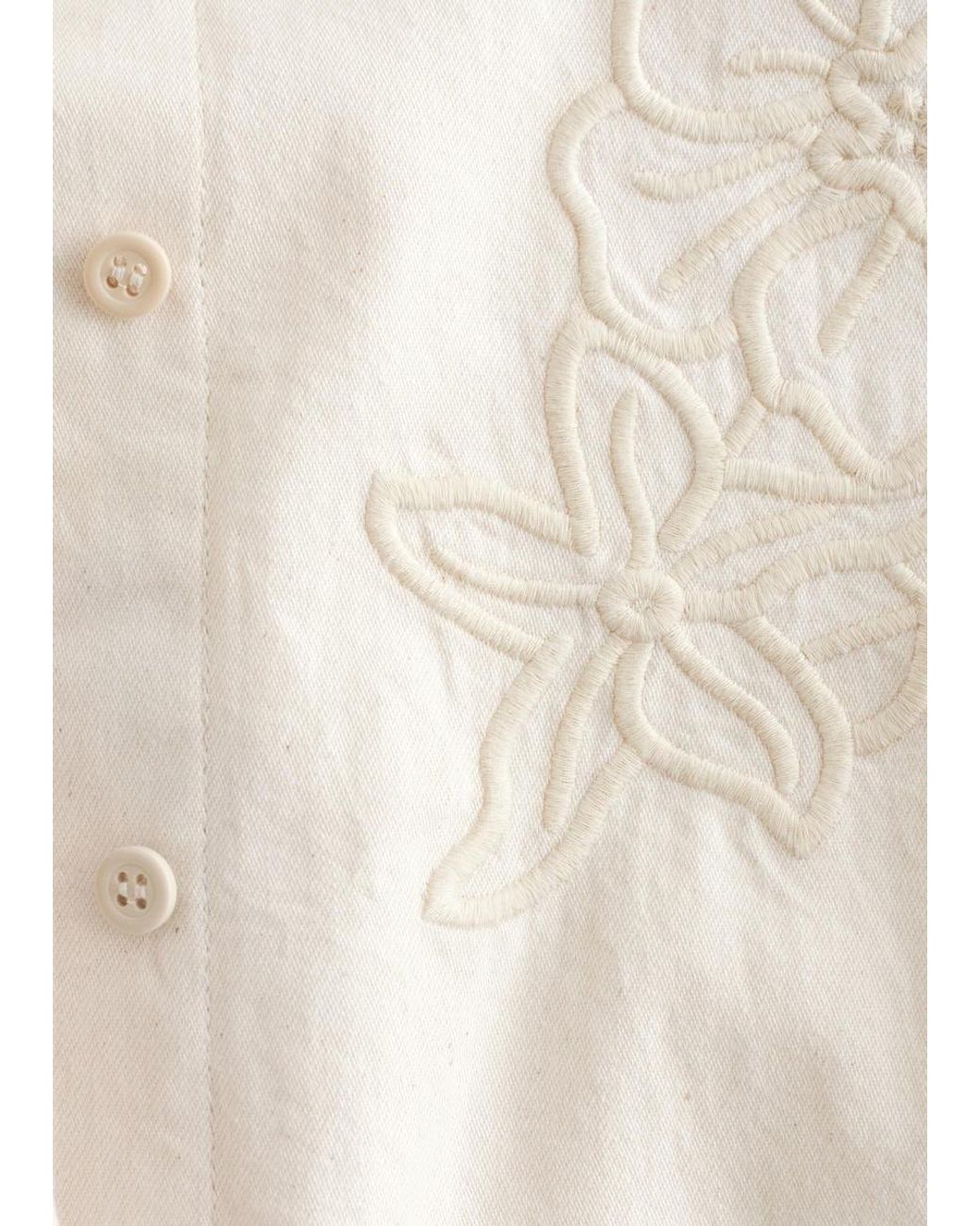 & Other Stories White Embroidered Denim Shirt