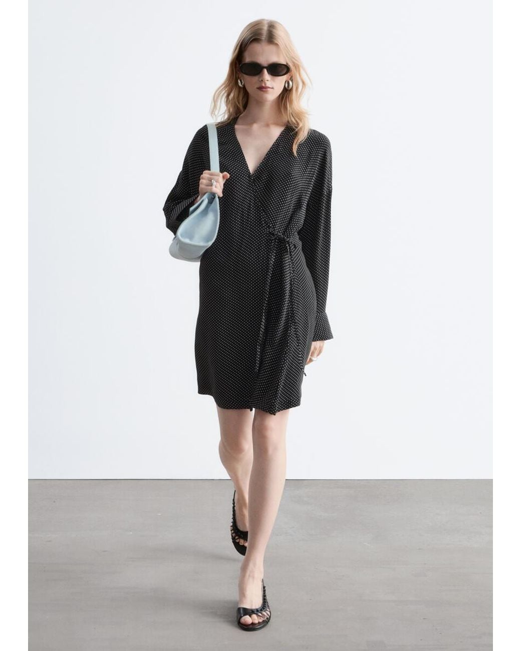& Other Stories Black Wrap Mini Dress