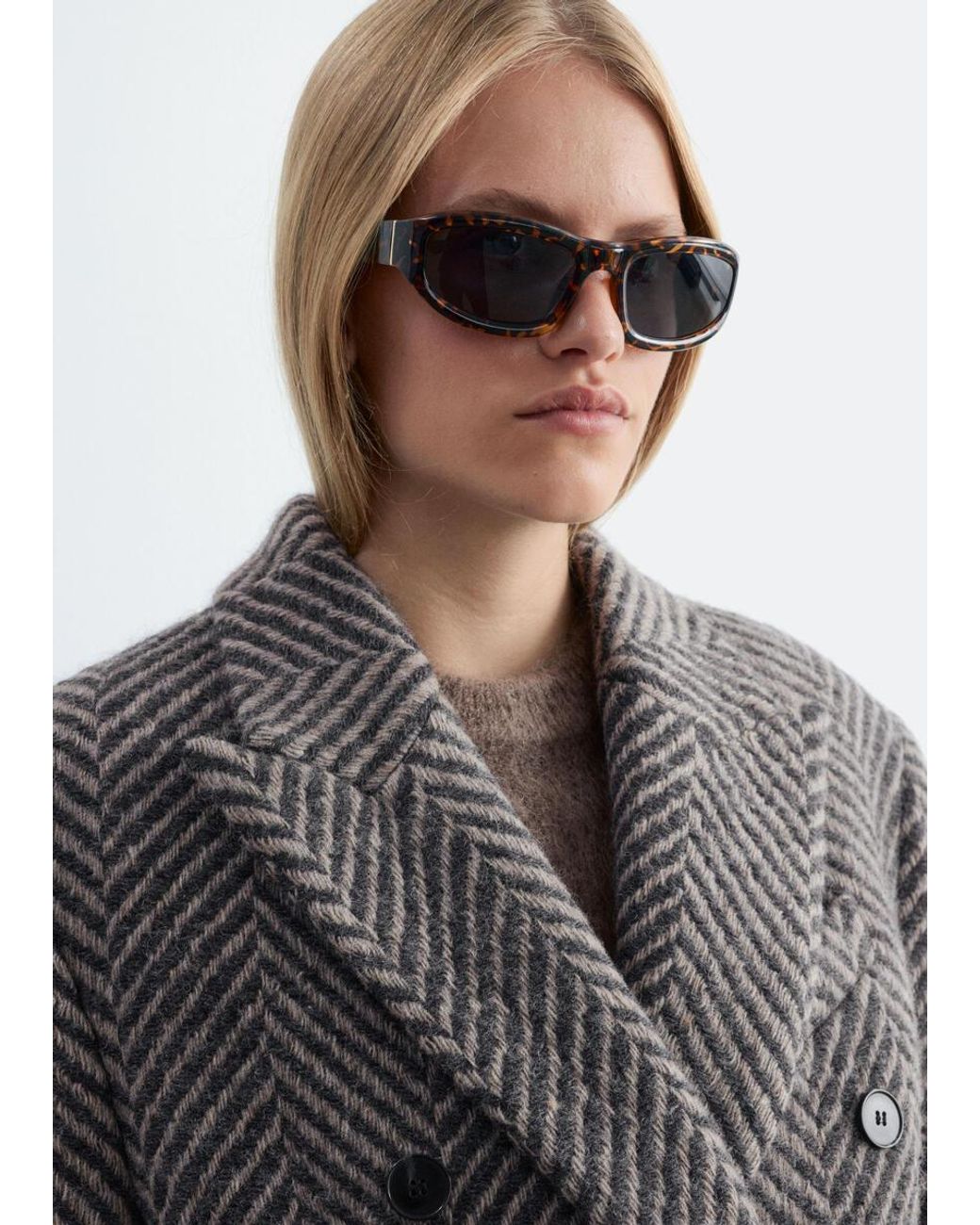 & Other Stories White Double-Breasted Wool Coat