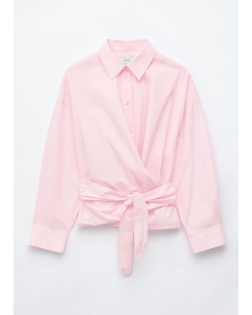 & Other Stories Pink Tie-Waist Cotton Shirt