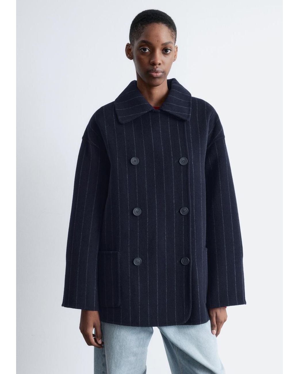 & Other Stories Cocoon-Shaped Wool Jacket in Blue | Lyst