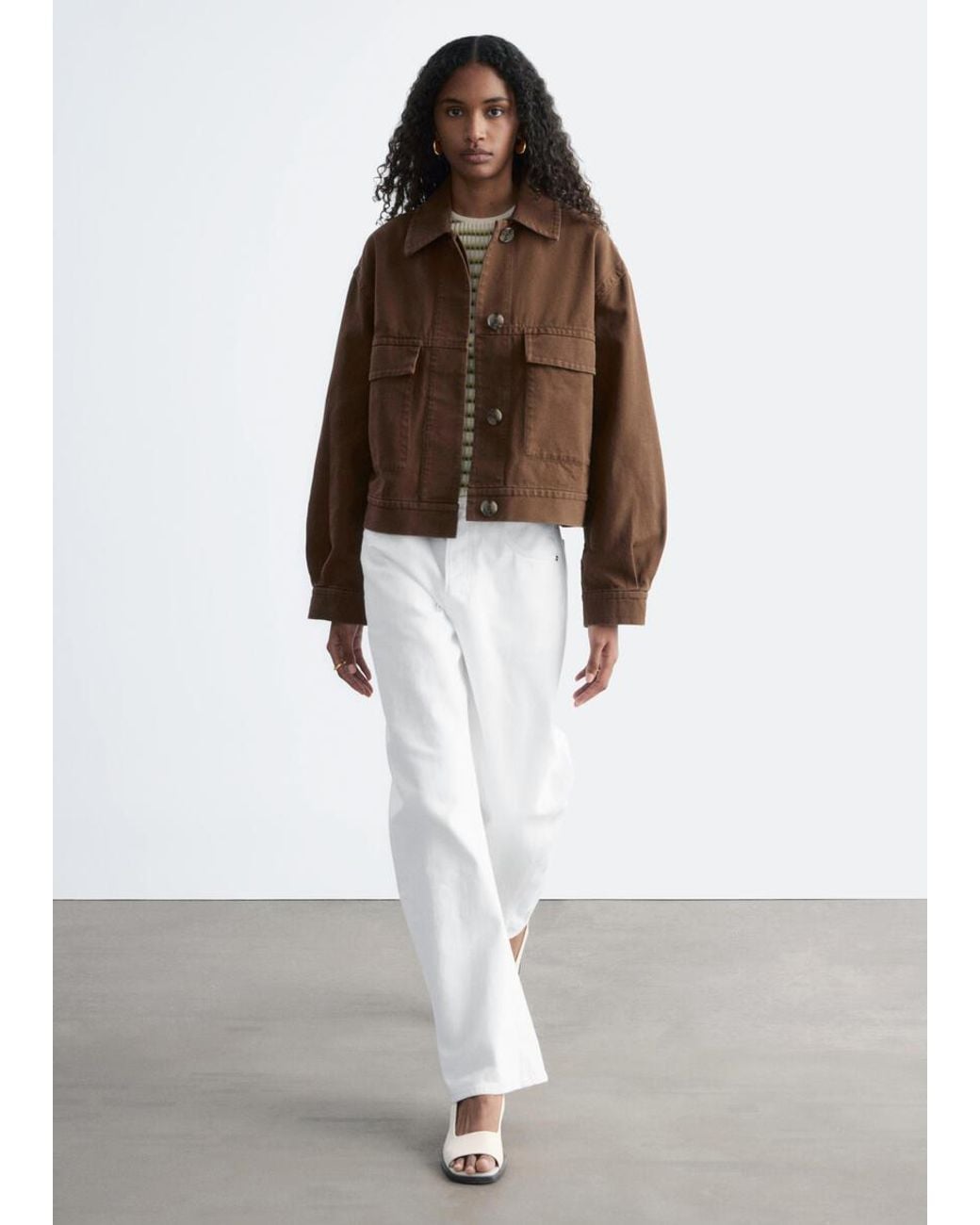 & Other Stories Brown Cotton Utility Jacket