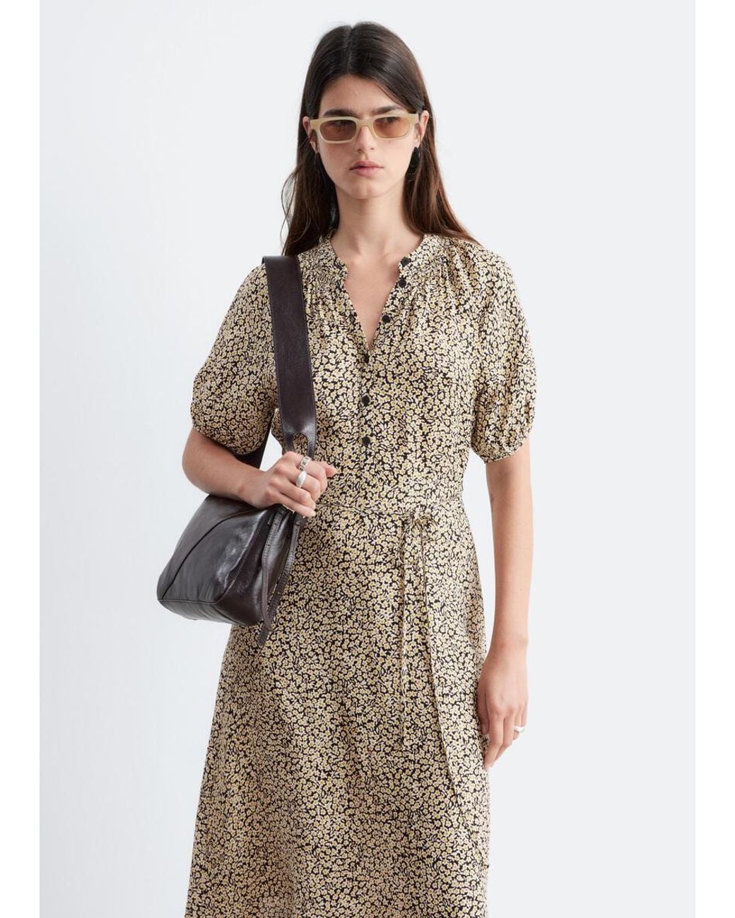 & Other Stories White Tie-Waist Midi Dress