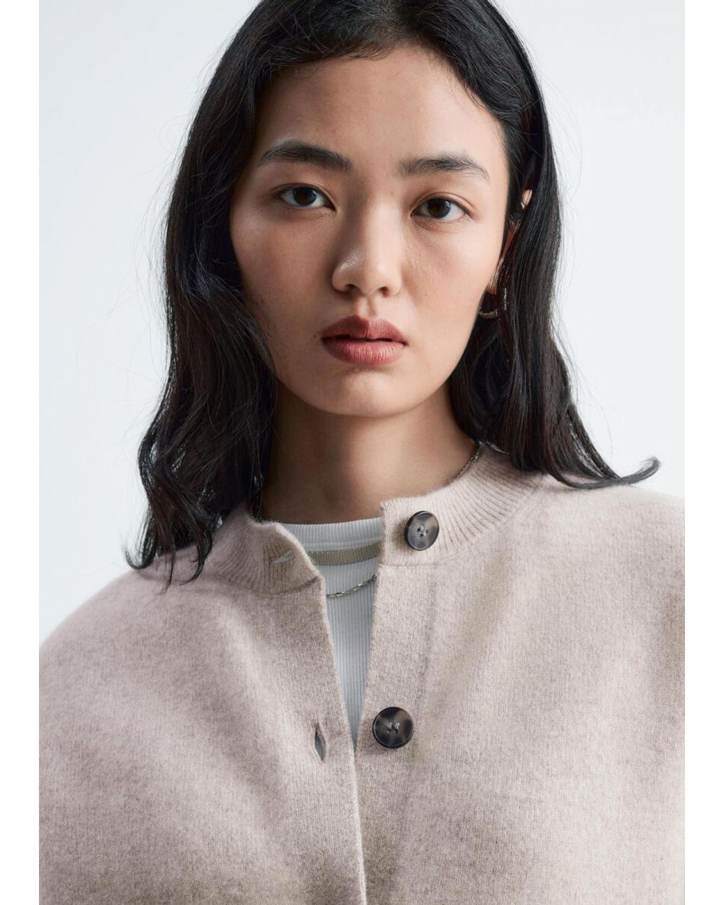 & Other Stories Gray Boiled Merino Cardigan