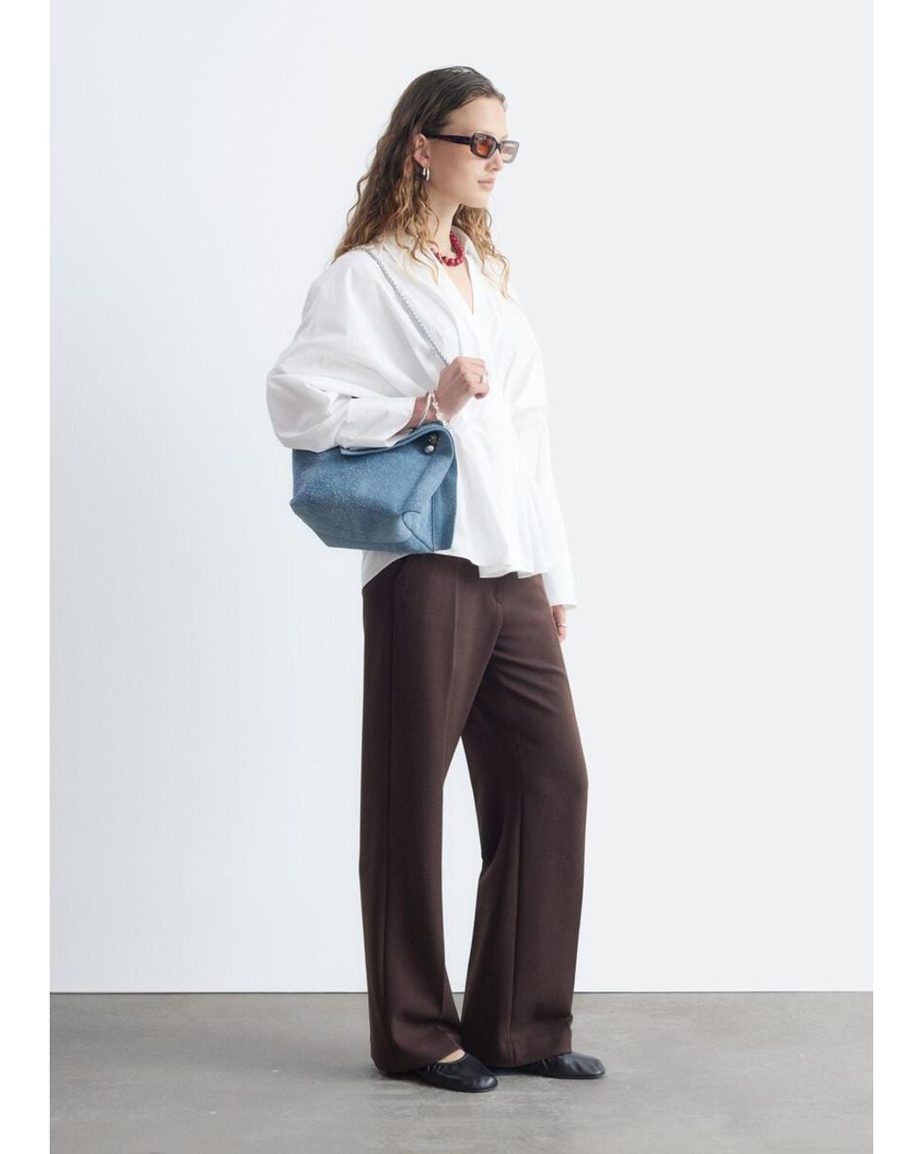 & Other Stories White Tailored Press Crease Trousers