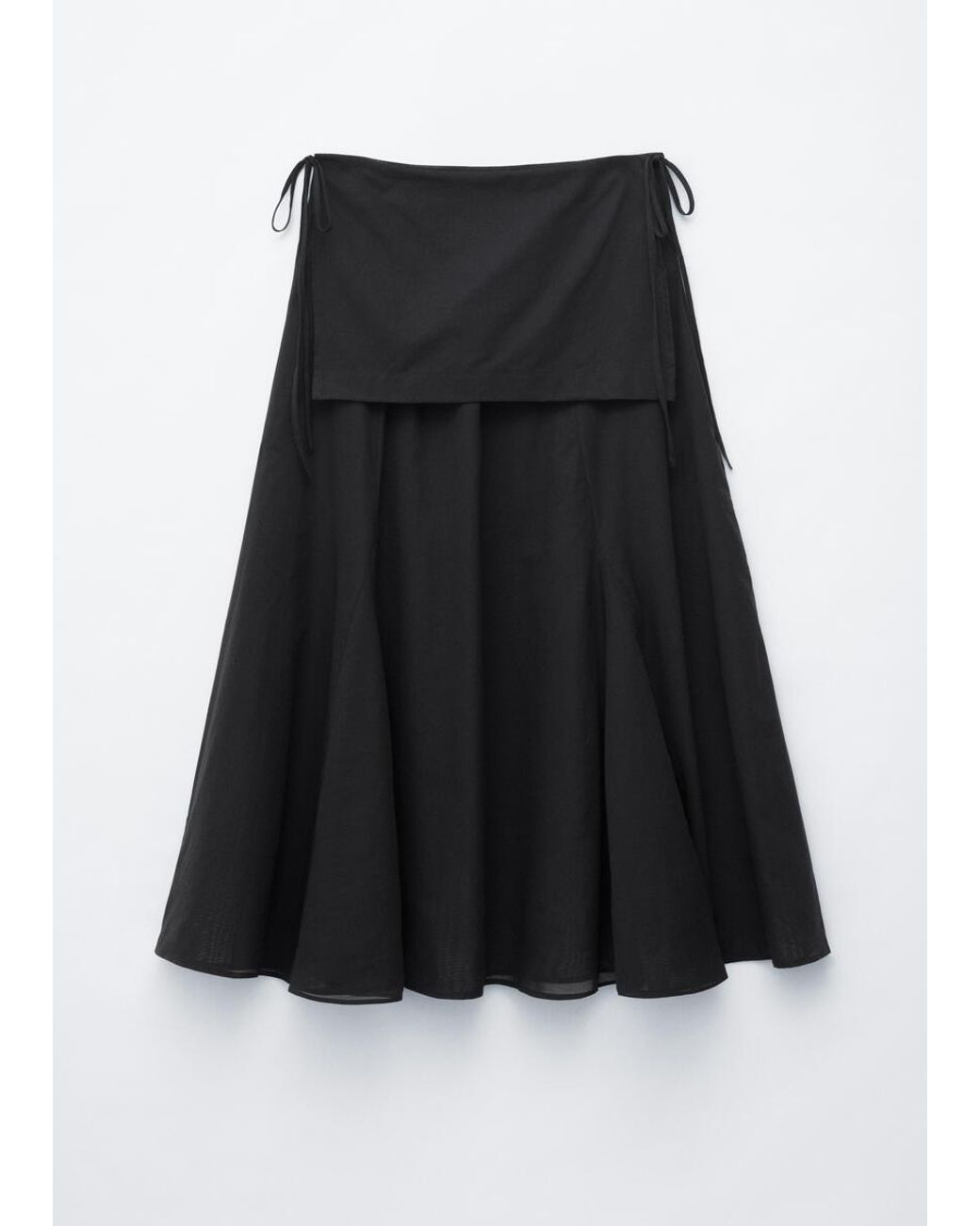 & Other Stories Black Sheer Apron Midi Skirt