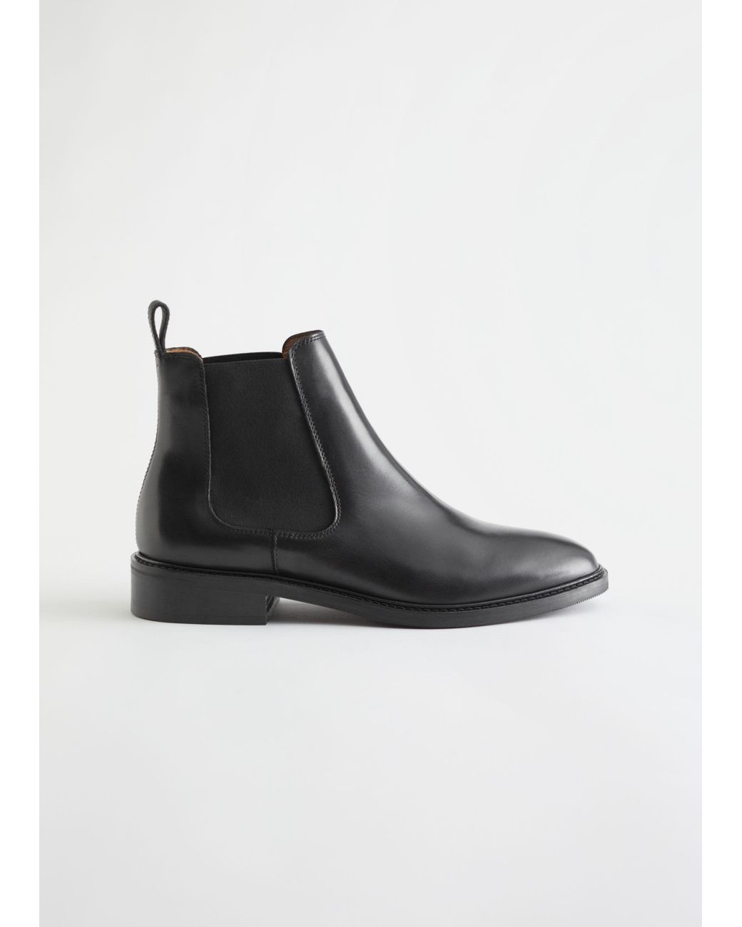 & Other Stories Almond Toe Leather Chelsea Boots in Black - Lyst