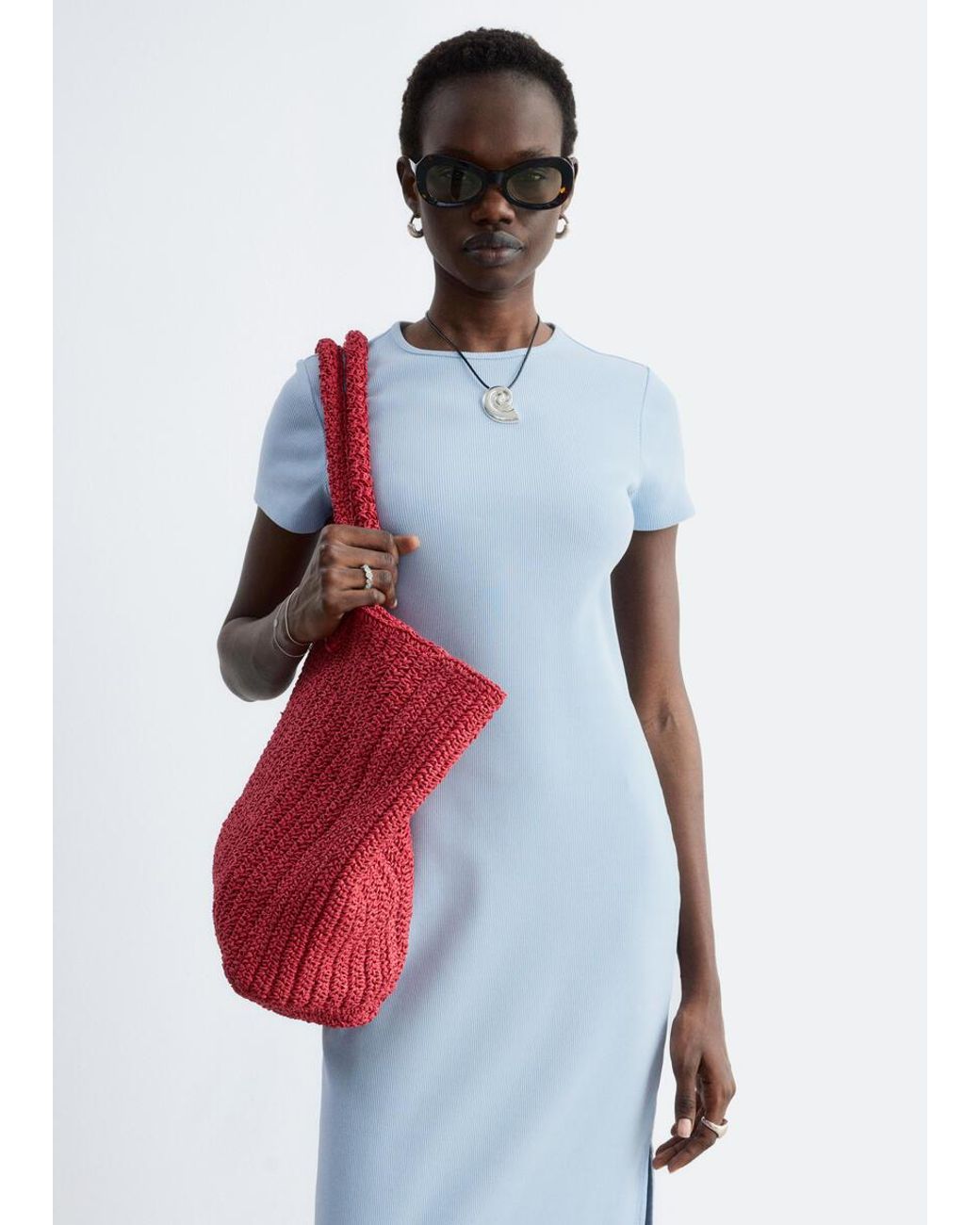 & Other Stories Blue Midi Jersey Dress