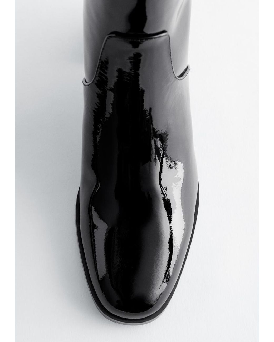 & Other Stories Brown Heeled Glossed-Leather Ankle Boots