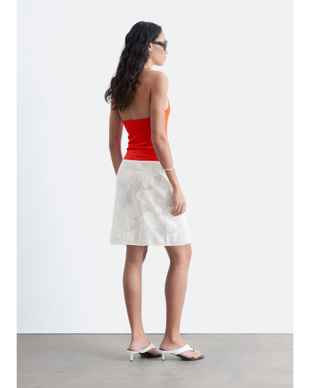 & Other Stories Red Open-Back Halterneck Bodysuit