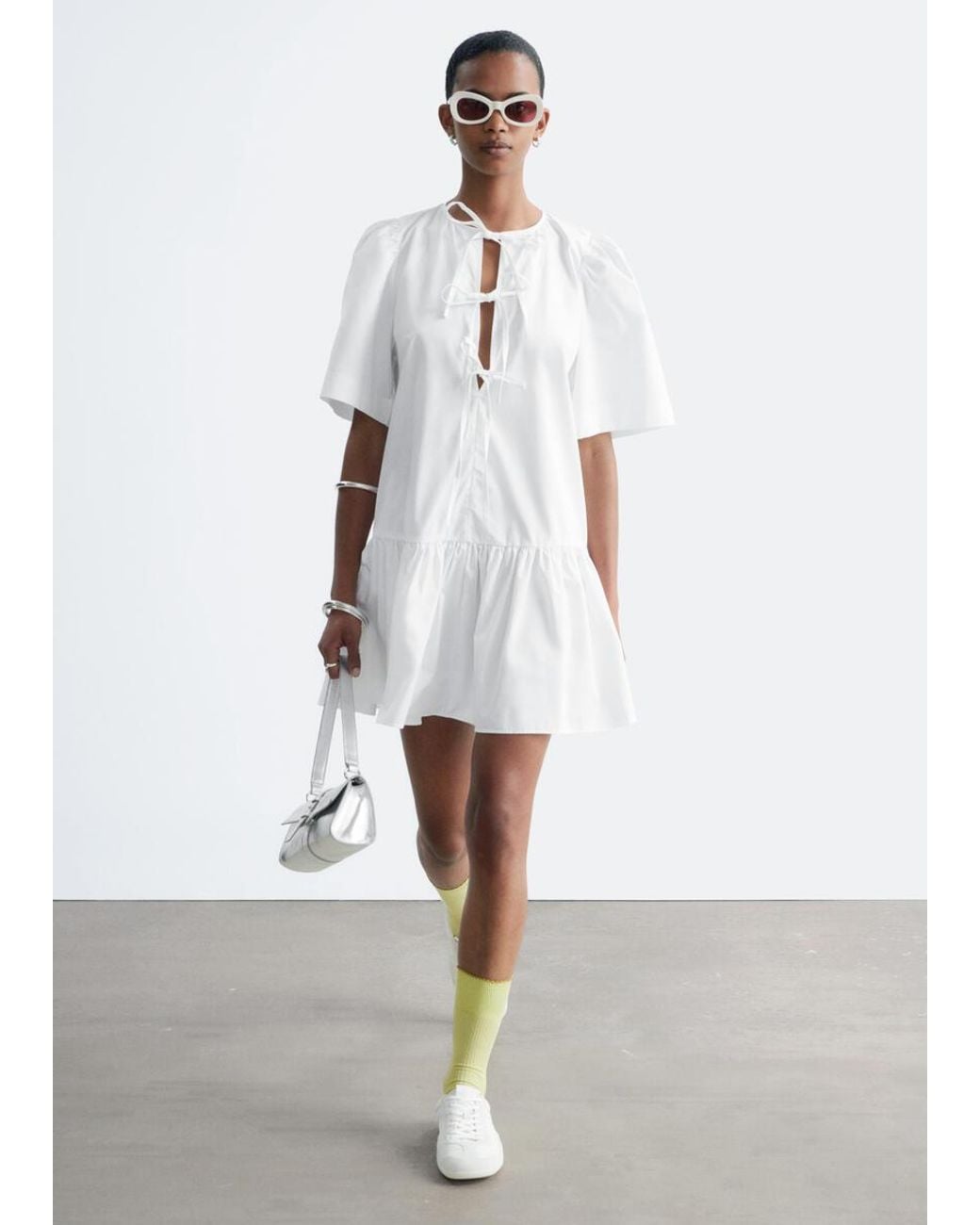 & Other Stories White Peplum Mini Dress