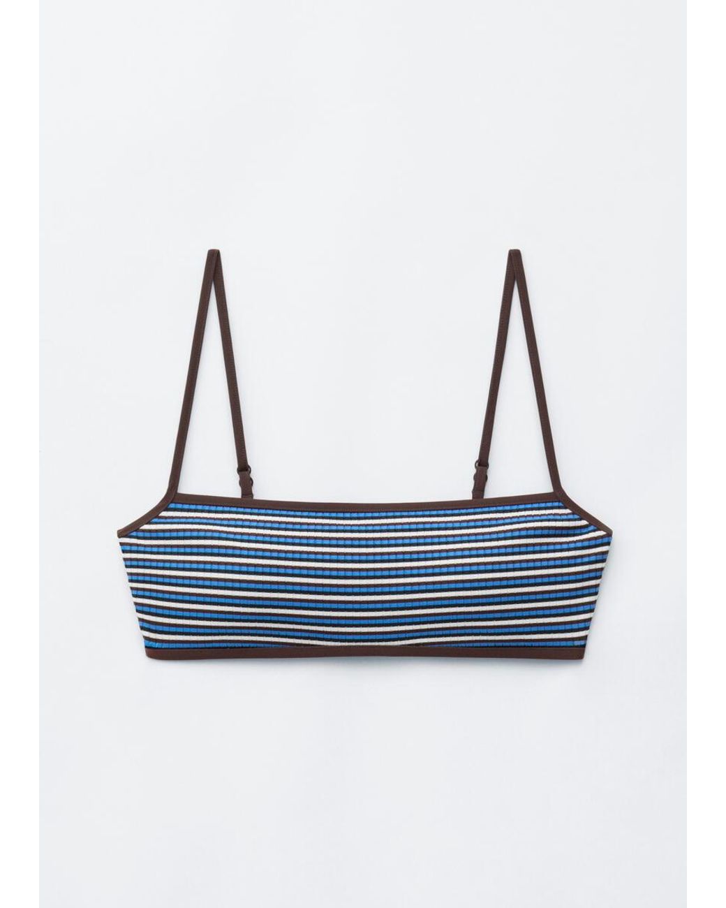 & Other Stories Brown Ribbed Bandeau Bikini Top