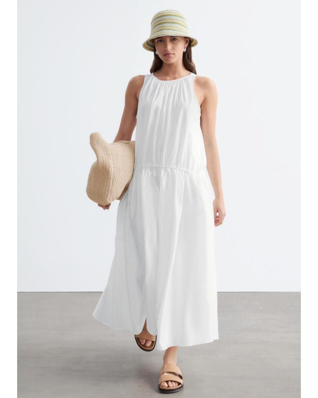 & Other Stories White Leather Sandals