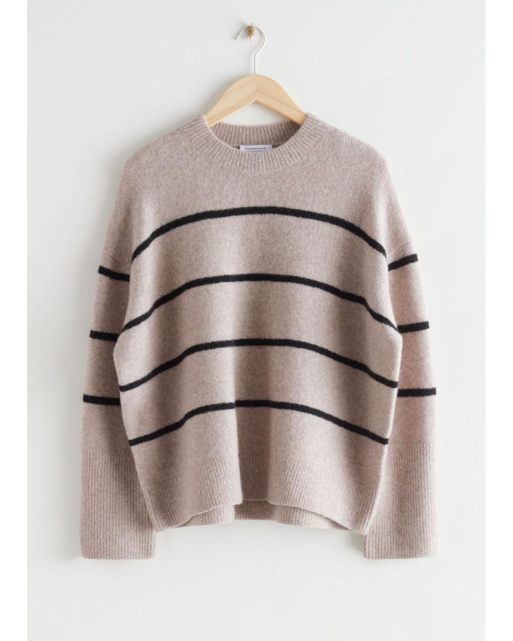 Striped Knit Sweater in Beige 