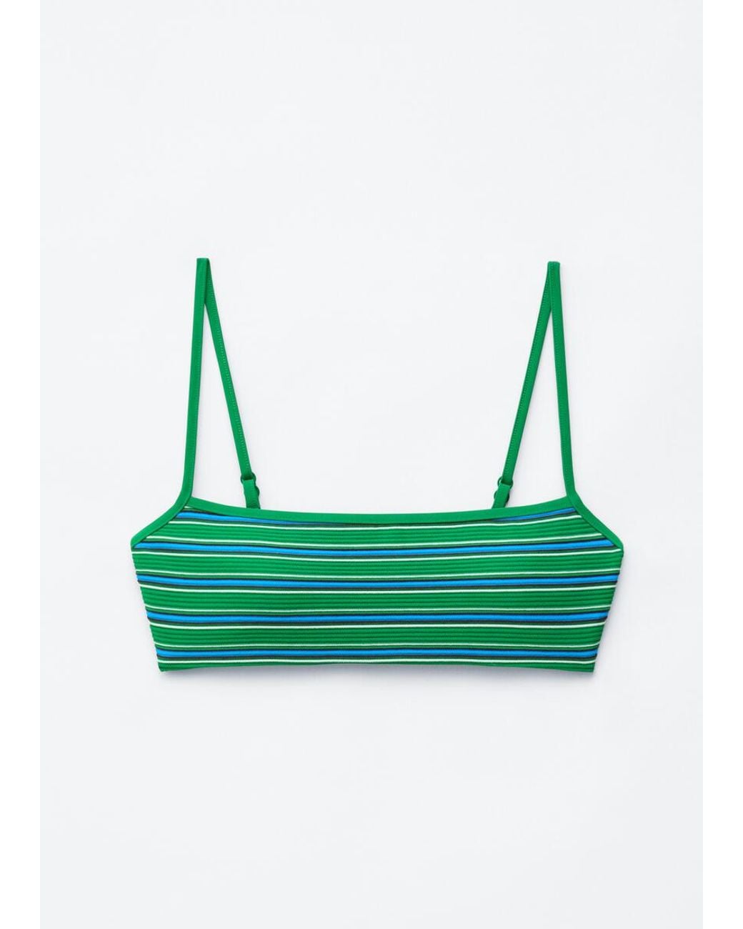 & Other Stories Green Striped Bikini Top