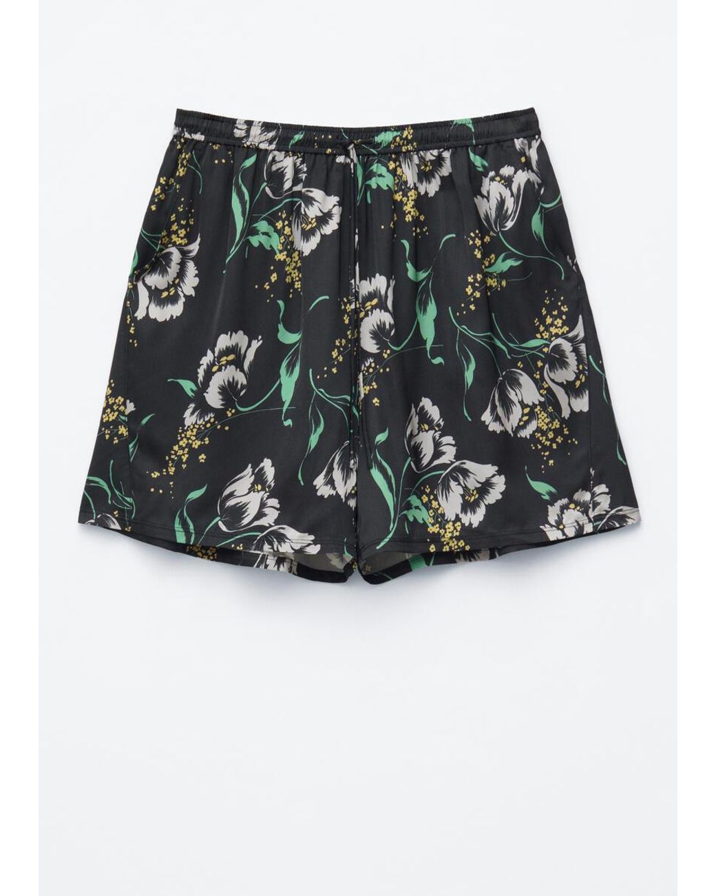& Other Stories Black Floral Drawstring Shorts