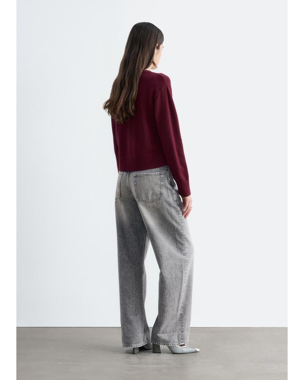 & Other Stories Red Thin-Knit Cardigan