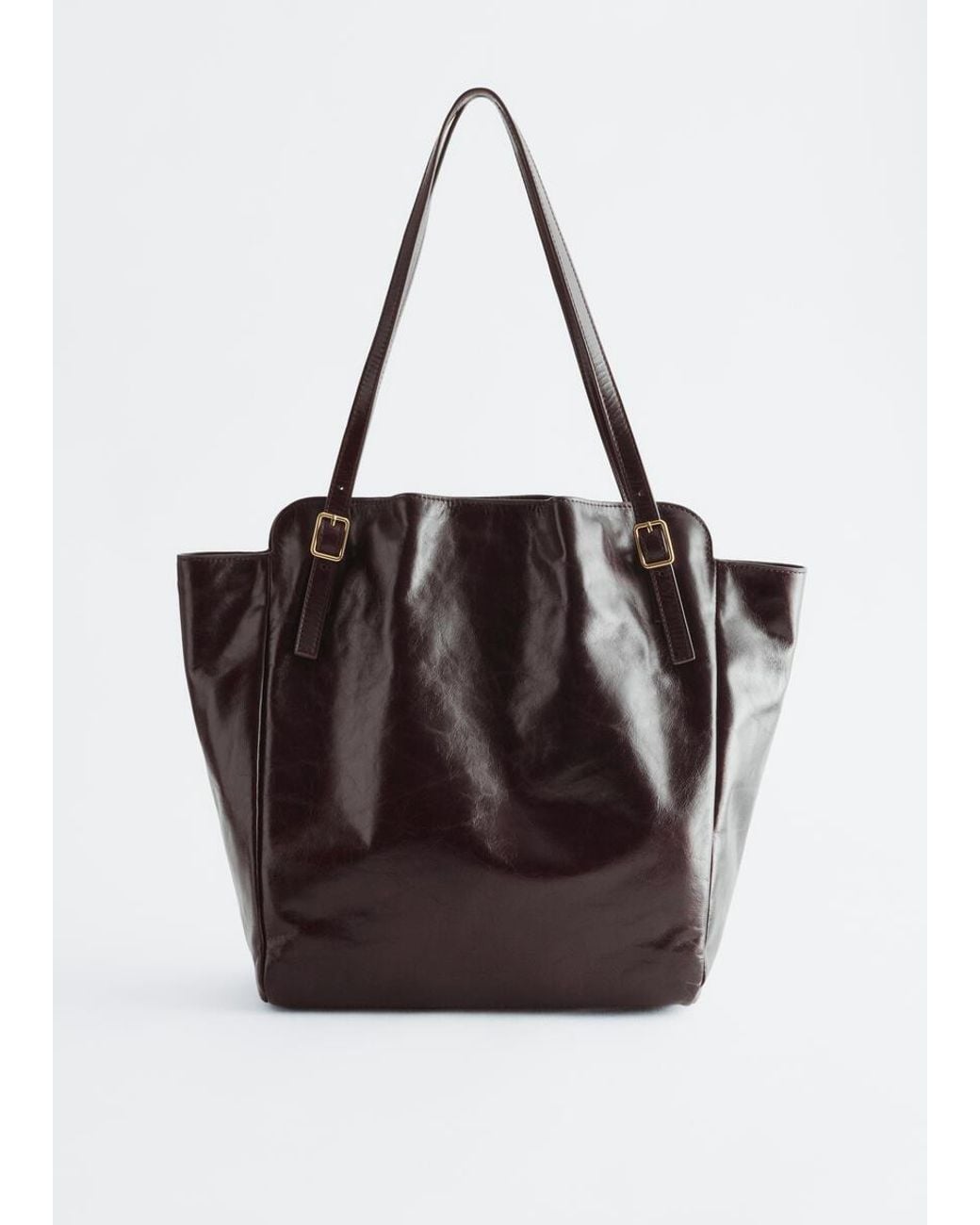 & Other Stories Brown Buckle-Strap Leather Tote