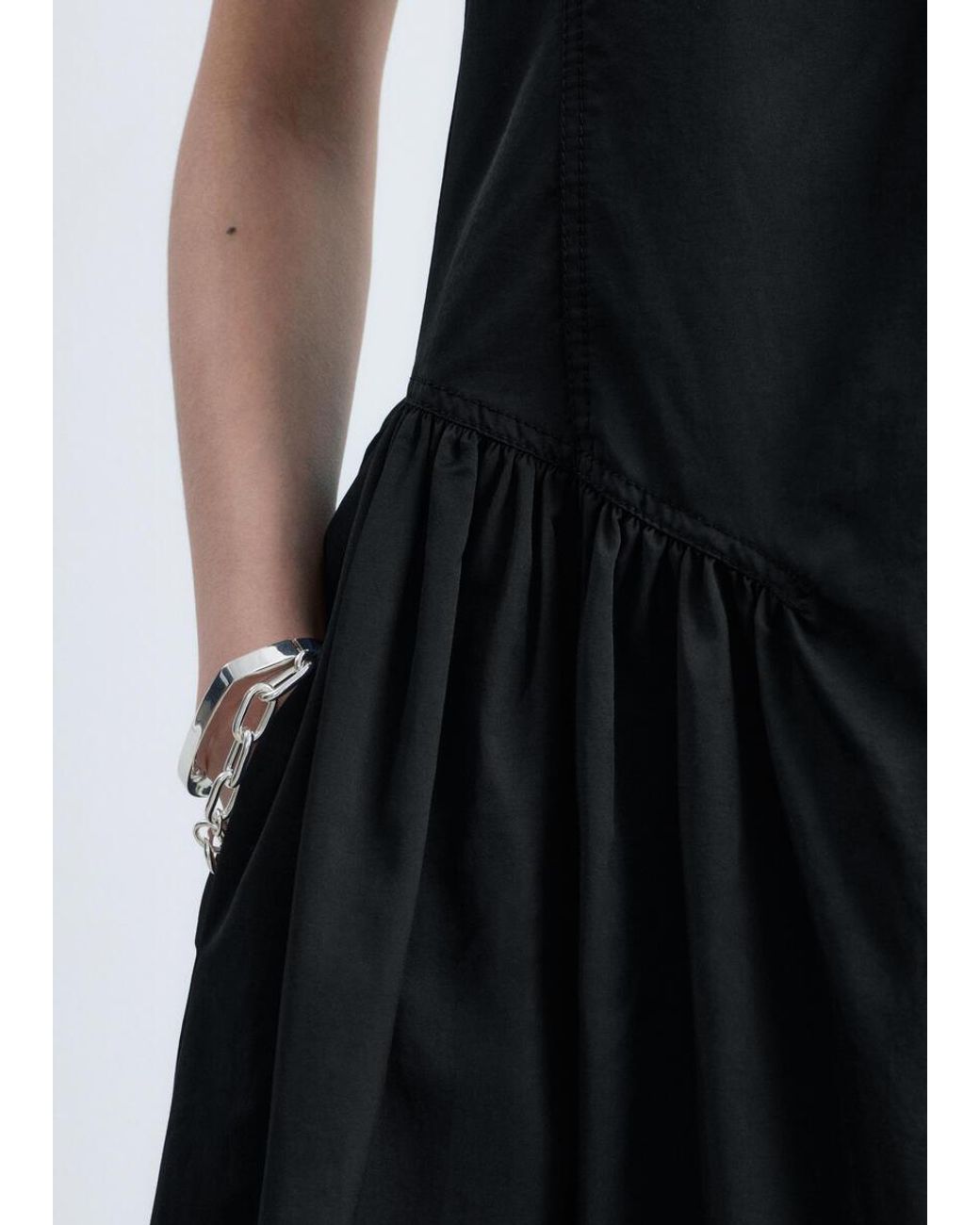 & Other Stories Black Flared Midi Dress