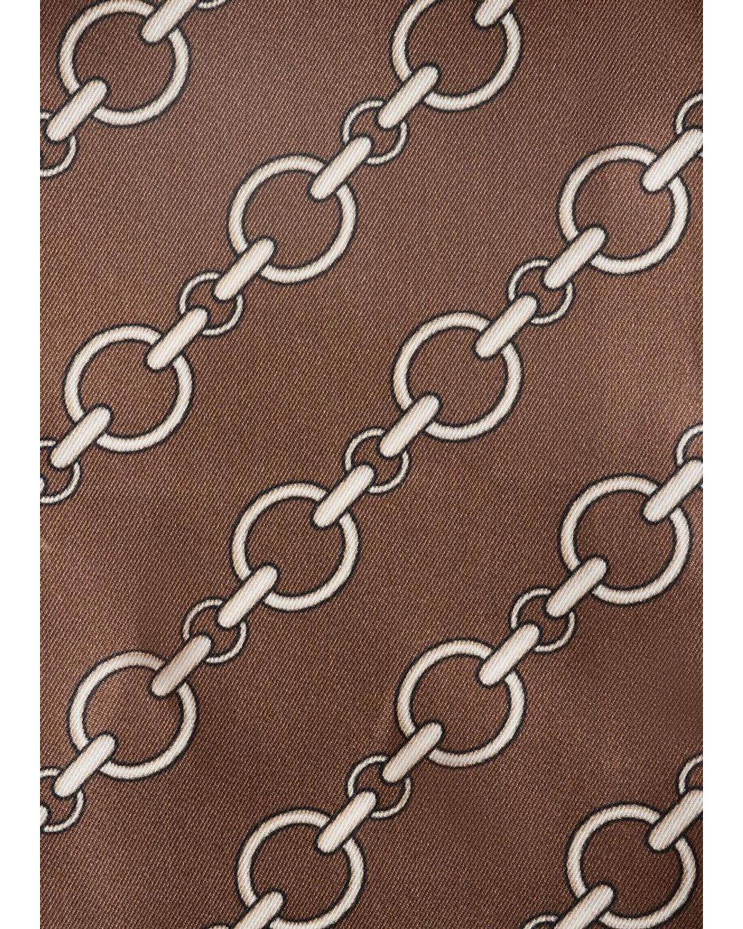 & Other Stories Brown Slim Silk Print Scarf