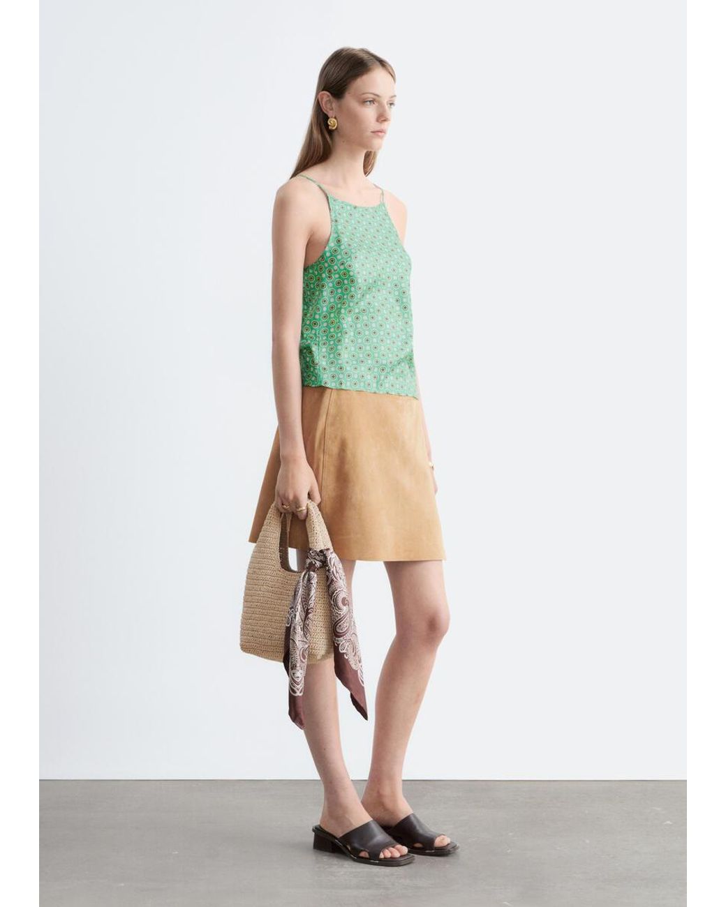 & Other Stories Green Silk Tank Top