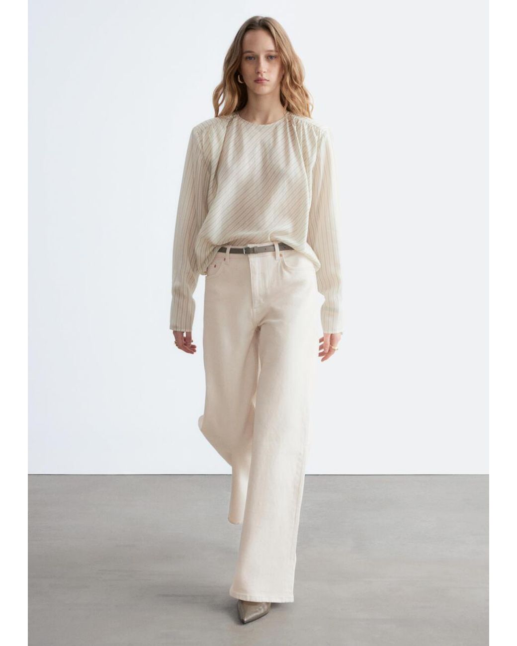& Other Stories White Wide-Leg Jeans