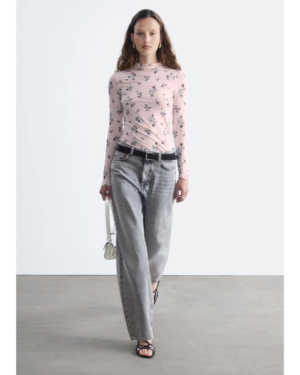 & Other Stories Pink Mock-Neck Top