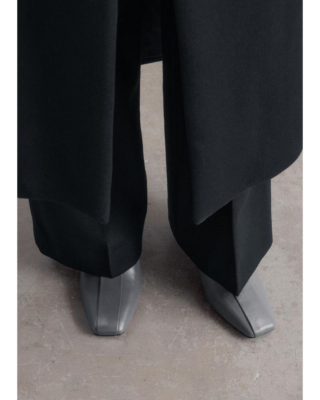 & Other Stories Black Kitten Heel Leather Ankle Boots
